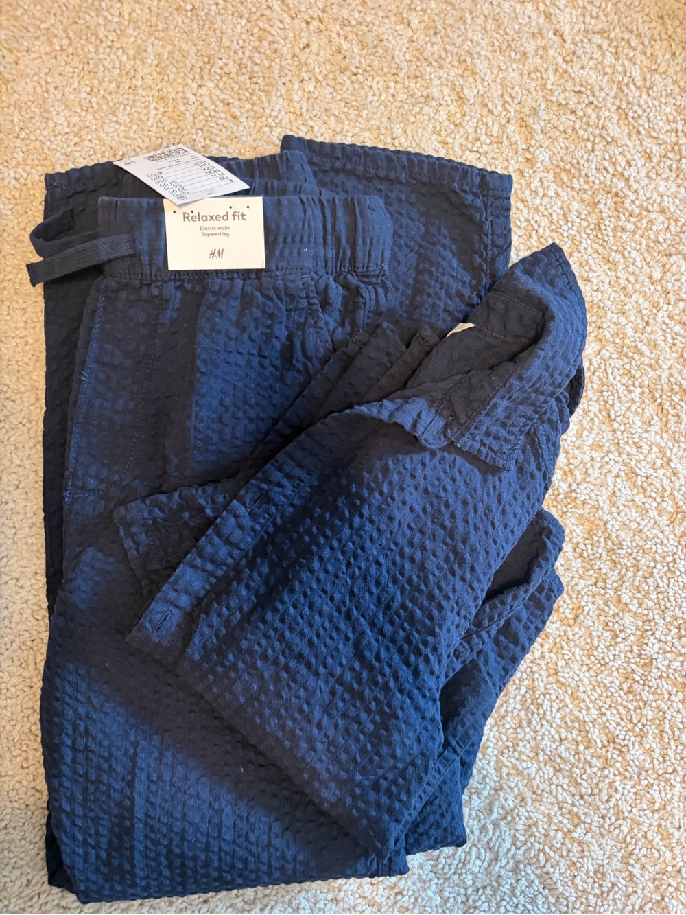 H&M Relaxed Fit Boy's Navy Waffle Lounge Pants & Shirt